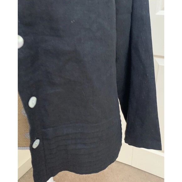 Sweet Jessie Womens  Linen Shacket Button Jacket Black Blazer Lagenlook Large - Picture 3 of 12